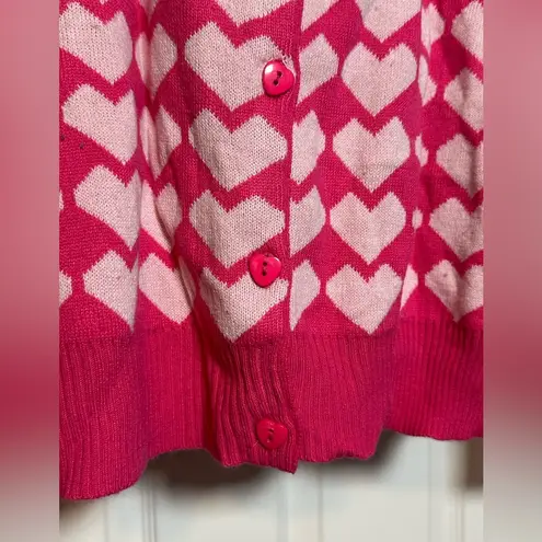Vintage Simply Be Oversized Pink Heart Women’s Cardigan Sweater w Heart Buttons Size 4X