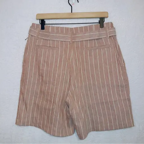 Soft Surroundings Linen Blend High Waisted Belted Midi Mom Shorts size 10
