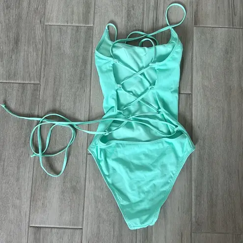 Cabana Del Sol NWOT Mint Green One Piece Starp Back Swimsuit / Size S