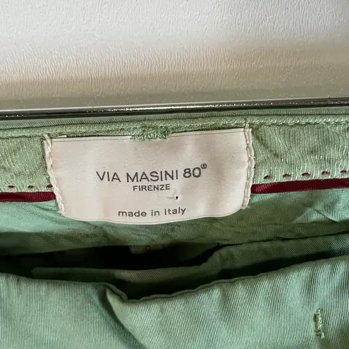 VIA MASINI 80 Firenze Green Cropped Flare Trousers Made in Italy Size 42