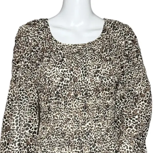 MINKPINK ‎ Fit & Flare Dress Leopard Print Mini Dress Tan Brown Ruched