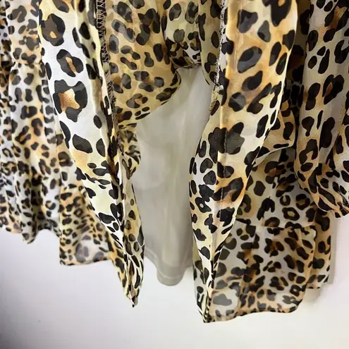 Altar'd State NWT  Leopard Print Long Sleeve Flowy Tiered Mini Dress Size S