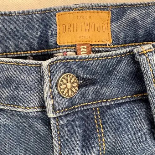 Driftwood Colette Flannel Cuff Straight Leg Mid Rise Medium Wash Jeans Size 29