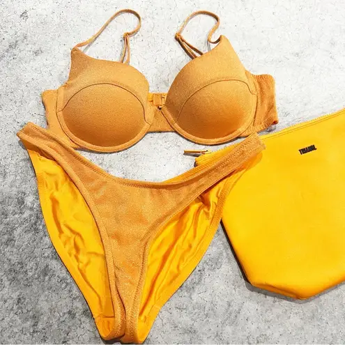 Triangl saria Orange sparkle Large Top / Medium Bottom Bikini Swimsuit Set Size undefined