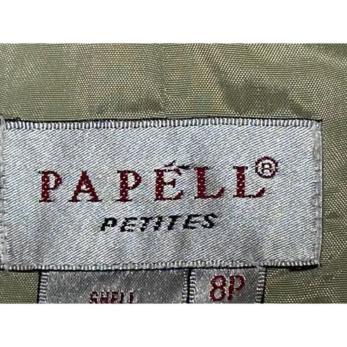 Papell Petites Vintage 90s 8P Sage Green Silk Beaded Skirt Suit Mother Bride