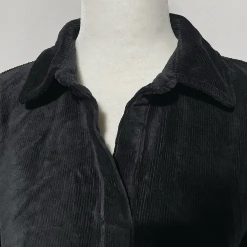 New Belle by Kim Gravel Corduroy Collared Pop Over Tunic Top Black Size XXS