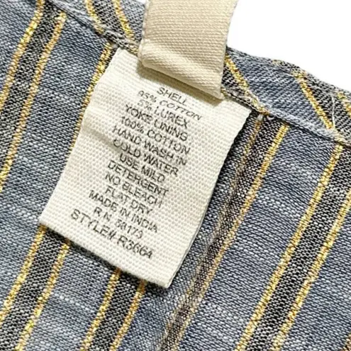 Raga Boho Embroidered Bell Sleeve Striped Floral Baby Doll Top Blue Multi Small