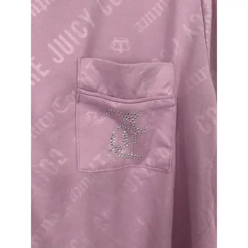 Juicy Couture  Sleep Shirt Button Up‎ All Over Print AOP Rhinestone Graphic XL