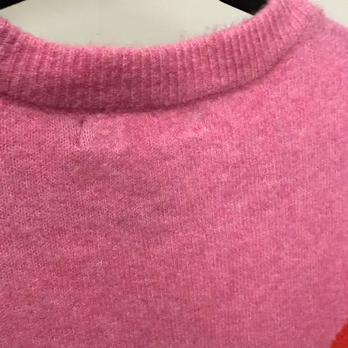 VERO MODA Plaza Pink and Orange Colorblock Crewneck Sweater size small