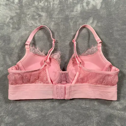 Honey Birdette Belinda Bra 34B Pink Push Up Demi Cup Lace Shimmer Boudoir Size undefined