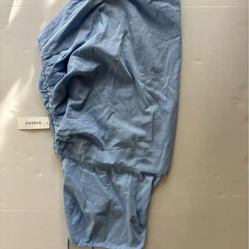 Bardot NWT Cindy dreamer dress strappy top gathered side mini dress blue small 6