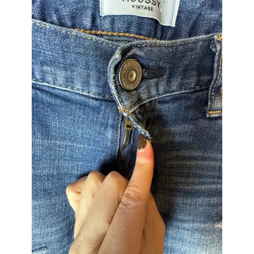 Moussy Jeans Women 27 Blue Medium Wash Distressed Japanese Denim Mid Rise Ankle