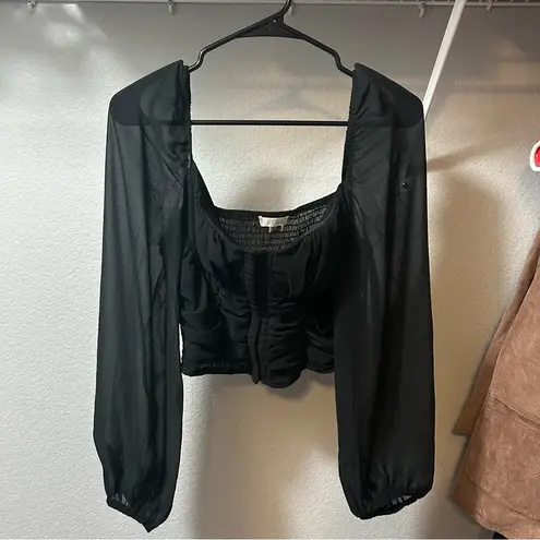 Ever B Corset Smocked Blouse Black LARGE