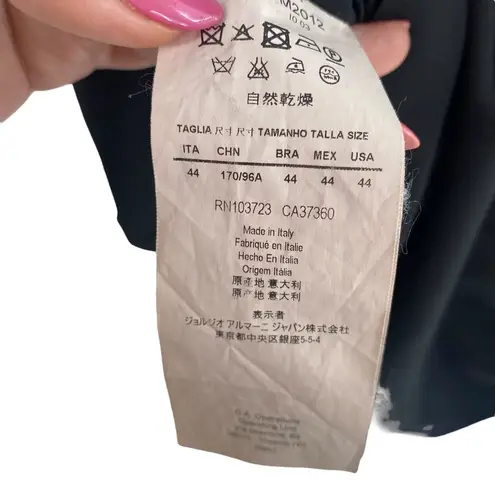 Emporio Armani Sz 4 Italian Sheath Dress Black Gathered Front Old Money Preppy