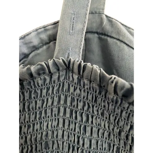 BOG Collective Blue Denim Corset Flower Tiered Maxi Dress Medium