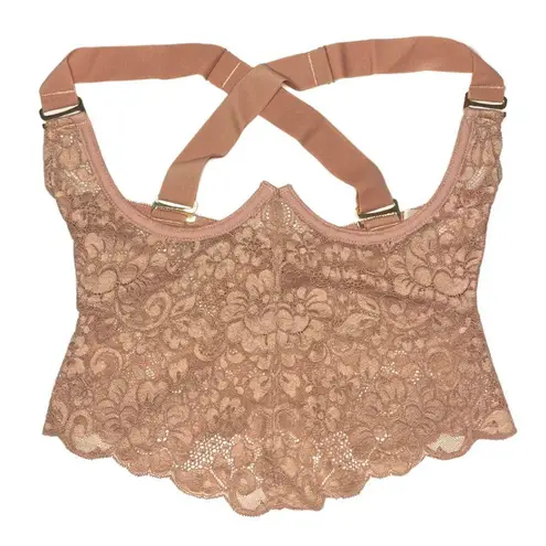 🆕 We Are HAH | Revolve Busta Move Lace Bustier Top Copper Rose XS Pink