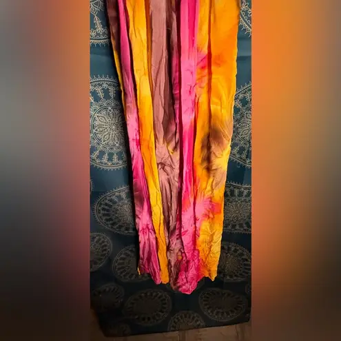 None Indonesian Handmade Embellished Pink and Orange Halter Sundress