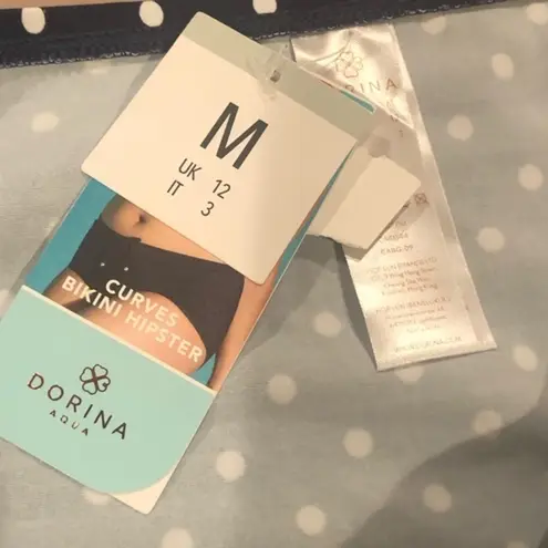 🔵 SALE 3/$25 DORINA AGUA CURVES HI WAIST HIPSTER BLUE WHITE POLKADOT BOTTOM M Size M