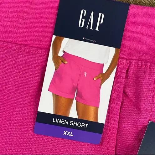 Gap  Linen Short Women XXL Pink 3” Stretch Pull On Pockets Summer Casual Rayon