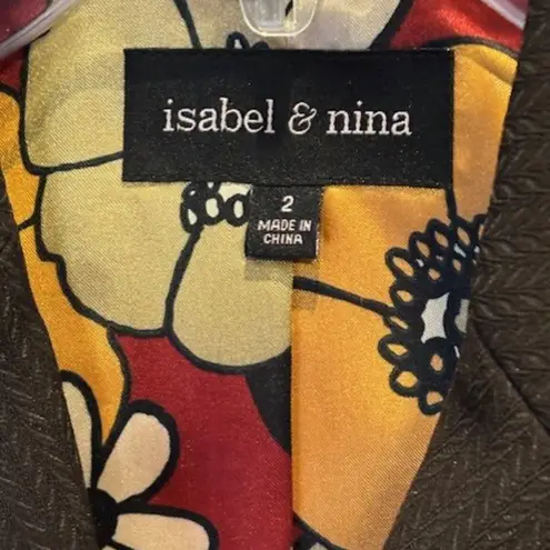 Isabel & Nina Career Set 2 Blazer Jacket Scalloped Skirt Brown Knee Tailored