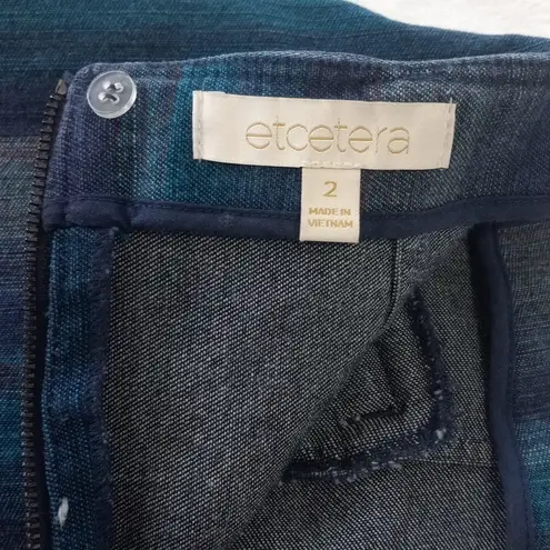 Etcetera Blue Multi Denim Striped Pencil Skirt