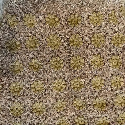 Talk Of The Walk Chunky Knit Crochet Inset Open Front Sweater Cardigan, Sz M Gold Size M