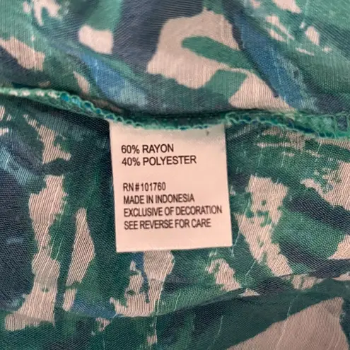 Ava & Grace Shirt Womens Small Blue White Floral Botanical Tunic Boho Peasant Blue