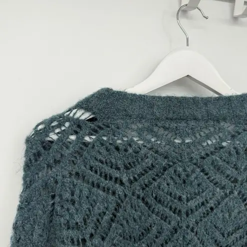 American Eagle  Teal Blue Knit Crewneck Sweater Size Medium Wool Blend - Image 11