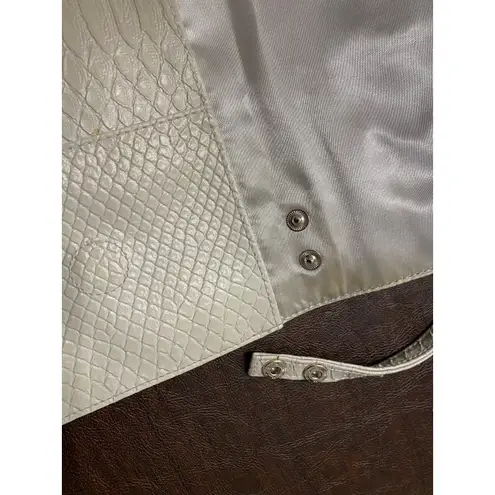 Jessica McClintock Ivory Faux Snakeskin East West Evening Clutch Shoulder Bag