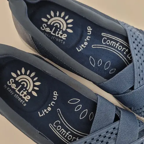 Easy Street SoLite by Comfort Slip-On Flats Stretch Shoes Blue Size 8.5M