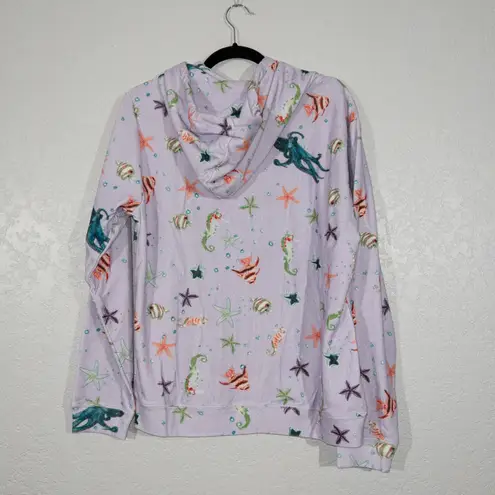 Hill House NWT  Purple Sea Creatures The Allie Terry Zip-Up Size Medium