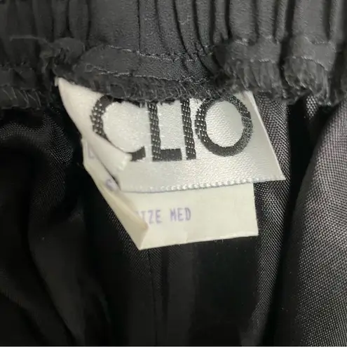 Vintage Clio Pants Wide Leg Palazzo Culottes Cropped Elastic Waist Lined Black Size M