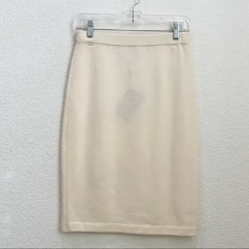 St. John Vintage Black/ Ivory Cream Wool Blend Jacket Skirt Set 2/S