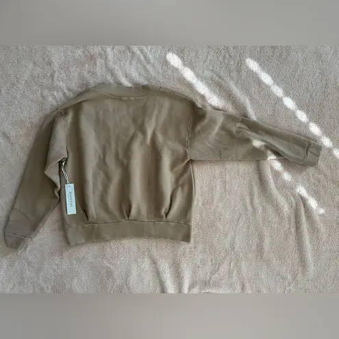 Stateside NWT Boutique Brown Ribbed Sweater Womens Crewneck V-Neck Size Large