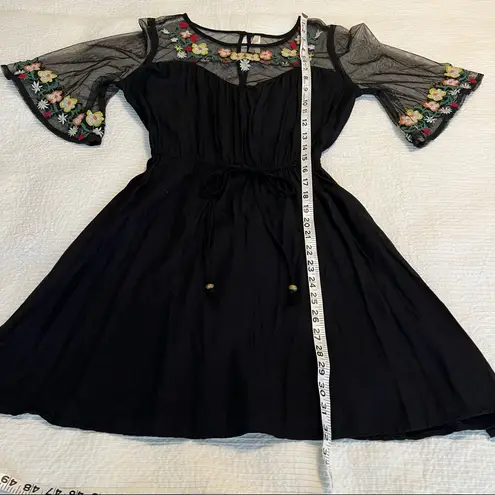 True Destiny black sheer embroidered dress S