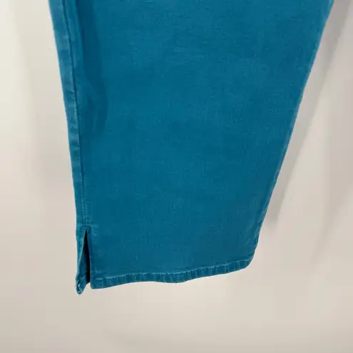 NYDJ Jeans Size 6 Capri Sideseam Slits Turquoise Blue NWT Cotton Stretch Classic