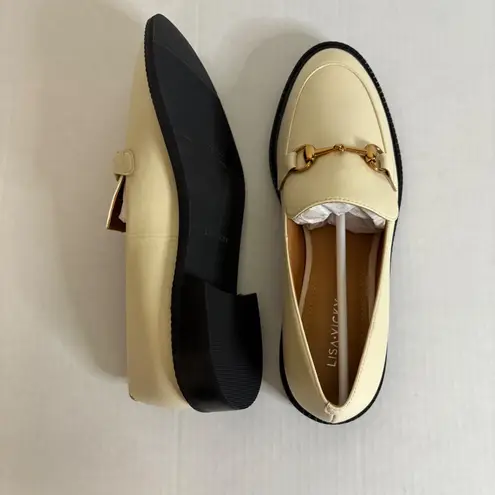 Lisa Vicky Women's Loafers Size 9M Horsebit Hardware Slip On Ivory Beige Tan