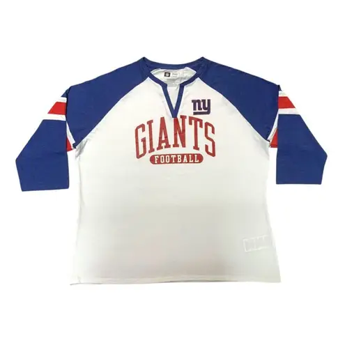 NFL Team Apparel NFL New York Giants Women's 3/4 Sleeve Raglan T-Shirt White, Small