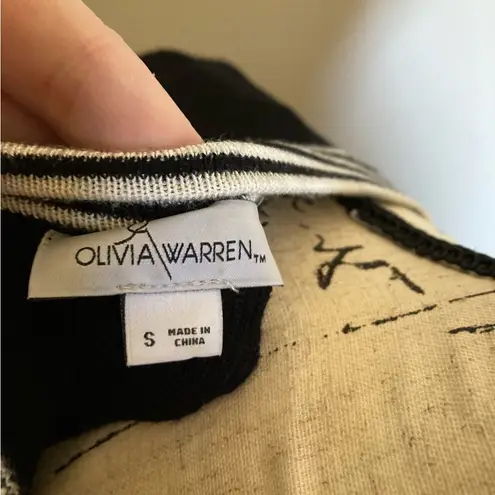 🌞Olivia Warren Black with White Striped Bell Sleeve Tie Back Sweater #Bl