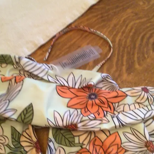 Womens Halter Wrap High Waist Floral Bikini sz medium Orange