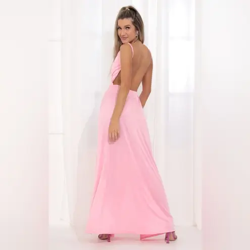 Lucy in the Sky Dion Metallic Maxi Dress In Pink Shimmer