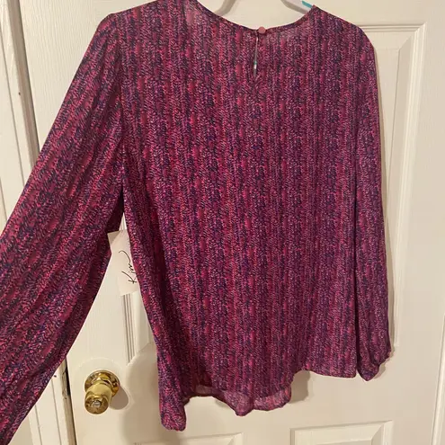 kim rogers Red Long Sleeve Relaxed Blouse Large