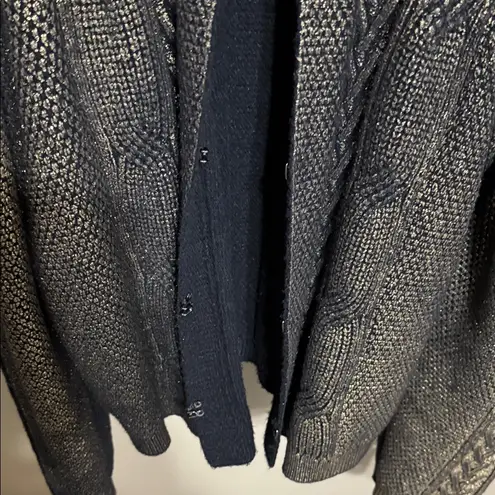 EXPRESS  Metallic Black and Gold Cardigan Shoulder Pads Size Large - Image 4