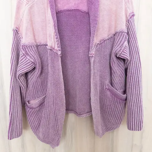 Heyson Womens Cardigan Size L Pink Chunky Knit Boho Cozy Artsy Indie Faded Size L