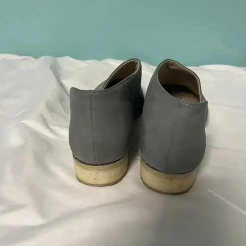 JG Women's Faux Leather Suede Gray Flats D'Orsay Cutout Slip On Shoes Sz 7 S