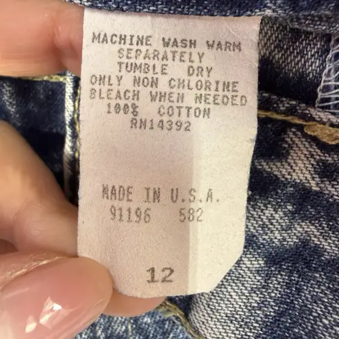 Vtg 90s Sz 12 28” Midi Denim Skirt Button Front Acid Wash Grunge Streetwear USA Blue