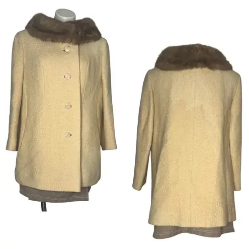 ROTHMOOR Wool Coat Fur Collar Lined 60s 70s VINTAGE Fits Size Medium