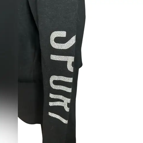 Victoria Sport Long Sleeve Shirt – Black with Silver Sparkle Logo on Sleeves