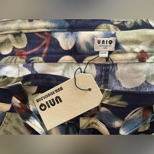 Floral Corduroy Dressy Pants Pockets White