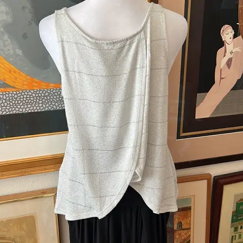 S.O.Y. Shine on you size small Silver sparkly sleeveless top with open back EUC